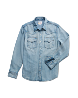 Men's Denim Long Sleeve Pearl Snap